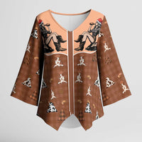 Western Yoke Kimono Sleeve Blouse Cowgirl Drinking Wine Christmas - Wonder Print Shop