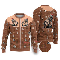 Western Yoke Ugly Christmas Sweater Cowgirl Drinking Wine Christmas - Wonder Print Shop