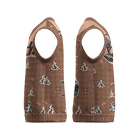 Western Yoke Christmas Knitted V-Neck Vest Cowgirl Drinking Wine Christmas - Wonder Print Shop
