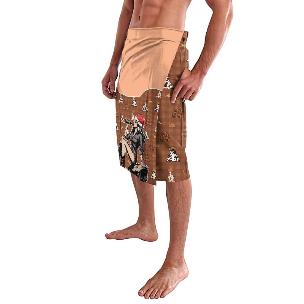 Western Yoke Lavalava Cowgirl Drinking Wine Christmas - Wonder Print Shop