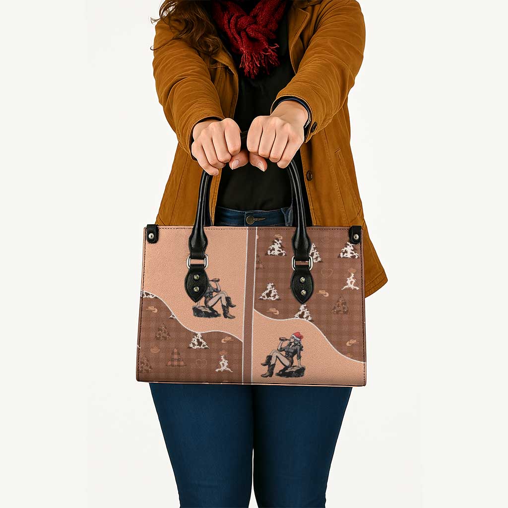 Western Yoke Leather Bag Cowgirl Drinking Wine Christmas - Wonder Print Shop