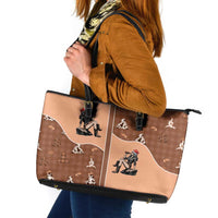 Western Yoke Leather Tote Bag Cowgirl Drinking Wine Christmas - Wonder Print Shop