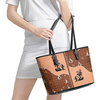 Western Yoke Leather Tote Bag Cowgirl Drinking Wine Christmas - Wonder Print Shop