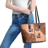 Western Yoke Leather Tote Bag Cowgirl Drinking Wine Christmas - Wonder Print Shop