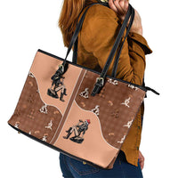 Western Yoke Leather Tote Bag Cowgirl Drinking Wine Christmas - Wonder Print Shop