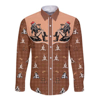 Western Yoke Long Sleeve Button Shirt Cowgirl Drinking Wine Christmas - Wonder Print Shop
