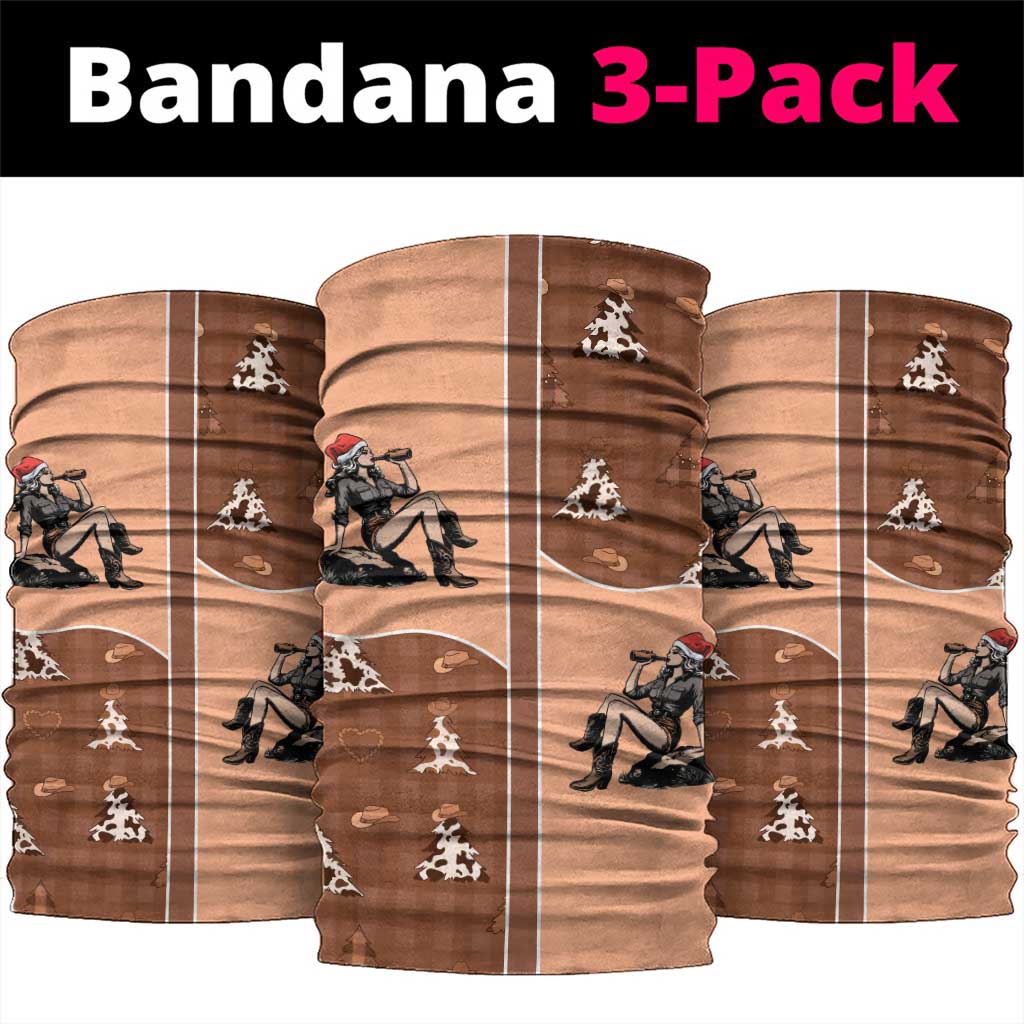 Western Yoke Neck Gaiter Cowgirl Drinking Wine Christmas - Wonder Print Shop