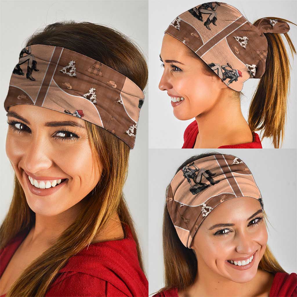 Western Yoke Neck Gaiter Cowgirl Drinking Wine Christmas - Wonder Print Shop