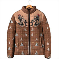 Western Yoke Padded Jacket Cowgirl Drinking Wine Christmas - Wonder Print Shop