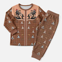 Western Yoke Christmas Pajama Set Cowgirl Drinking Wine Christmas - Wonder Print Shop