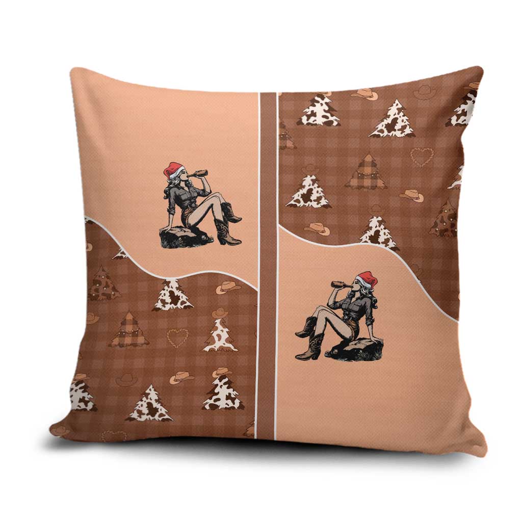 Western Yoke Pillow Cover Cowgirl Drinking Wine Christmas - Wonder Print Shop