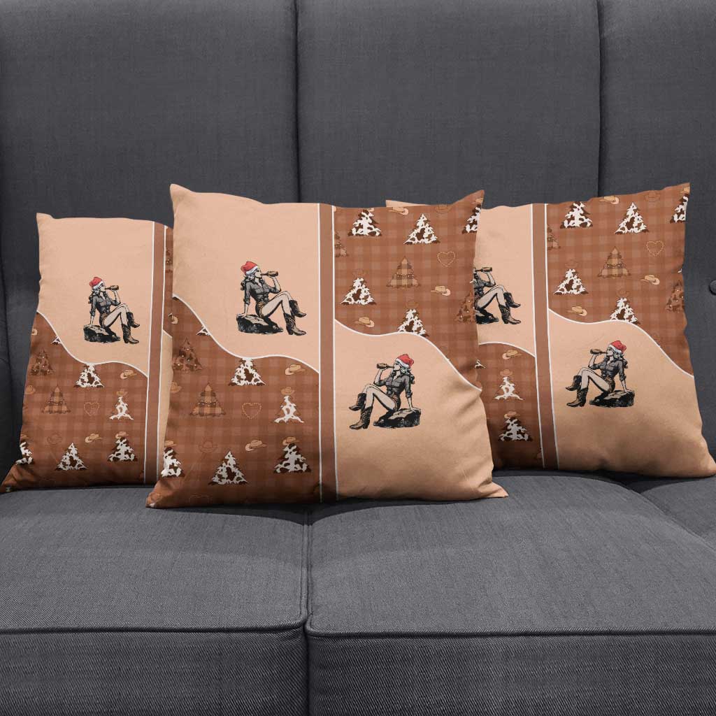 Western Yoke Pillow Cover Cowgirl Drinking Wine Christmas - Wonder Print Shop