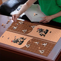 Western Yoke Puzzle Cowgirl Drinking Wine Christmas - Wonder Print Shop