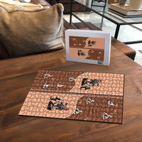 Western Yoke Puzzle Cowgirl Drinking Wine Christmas - Wonder Print Shop