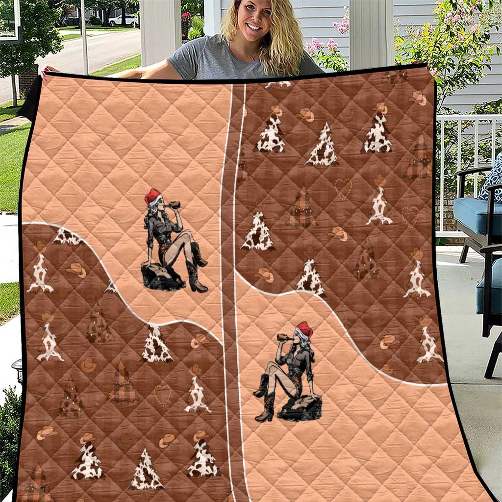 Western Yoke Quilt Cowgirl Drinking Wine Christmas - Wonder Print Shop