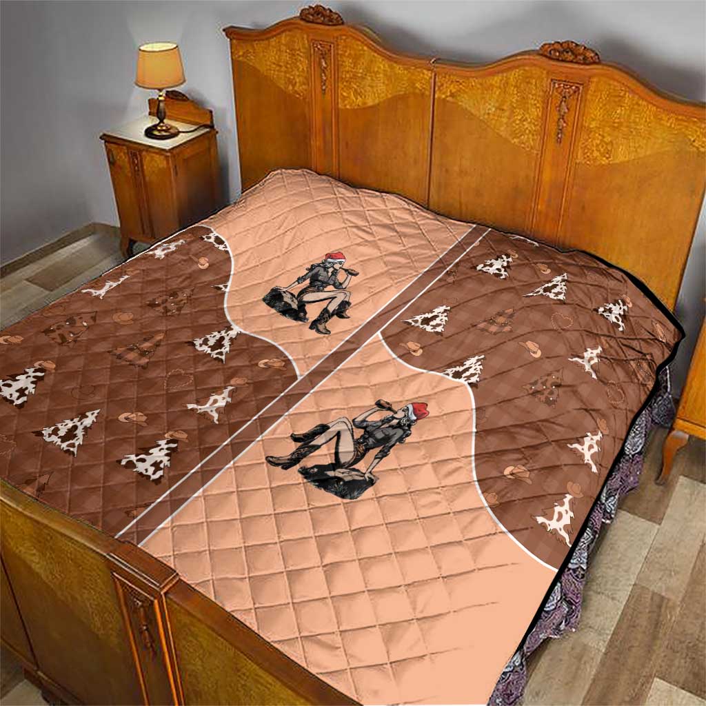 Western Yoke Quilt Cowgirl Drinking Wine Christmas - Wonder Print Shop