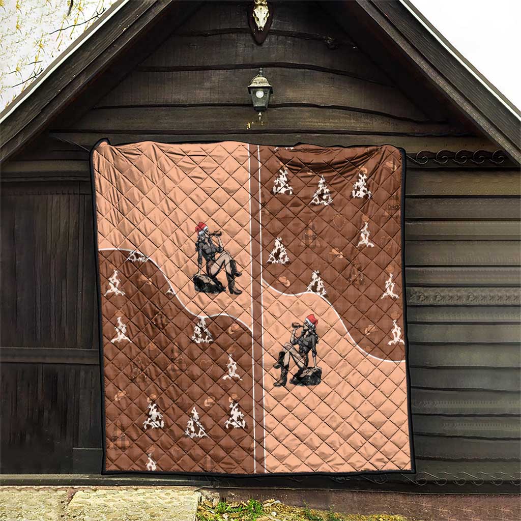 Western Yoke Quilt Cowgirl Drinking Wine Christmas - Wonder Print Shop