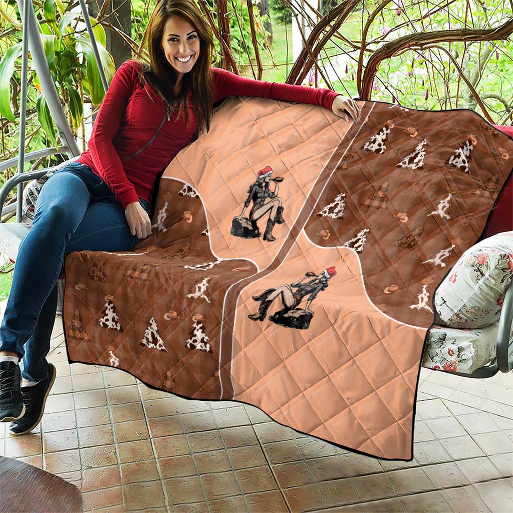 Western Yoke Quilt Cowgirl Drinking Wine Christmas - Wonder Print Shop