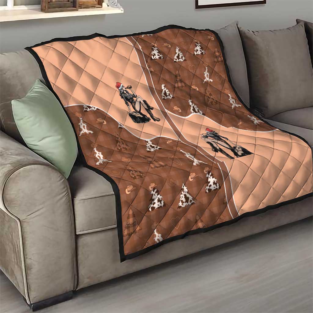 Western Yoke Quilt Cowgirl Drinking Wine Christmas - Wonder Print Shop