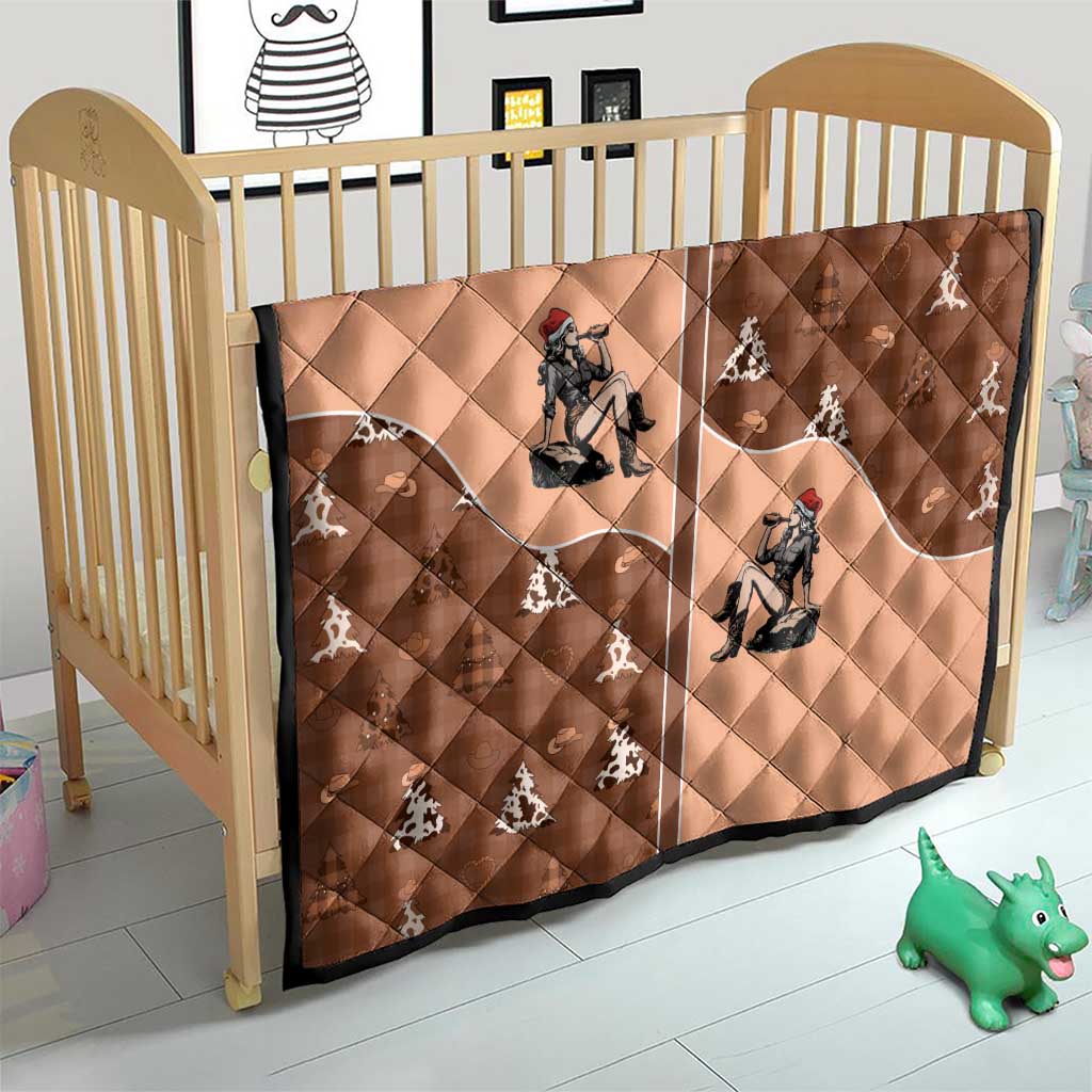 Western Yoke Quilt Cowgirl Drinking Wine Christmas - Wonder Print Shop