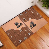 Western Yoke Rubber Doormat Cowgirl Drinking Wine Christmas - Wonder Print Shop