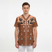 Western Yoke Scrub Top Cowgirl Drinking Wine Christmas - Wonder Print Shop