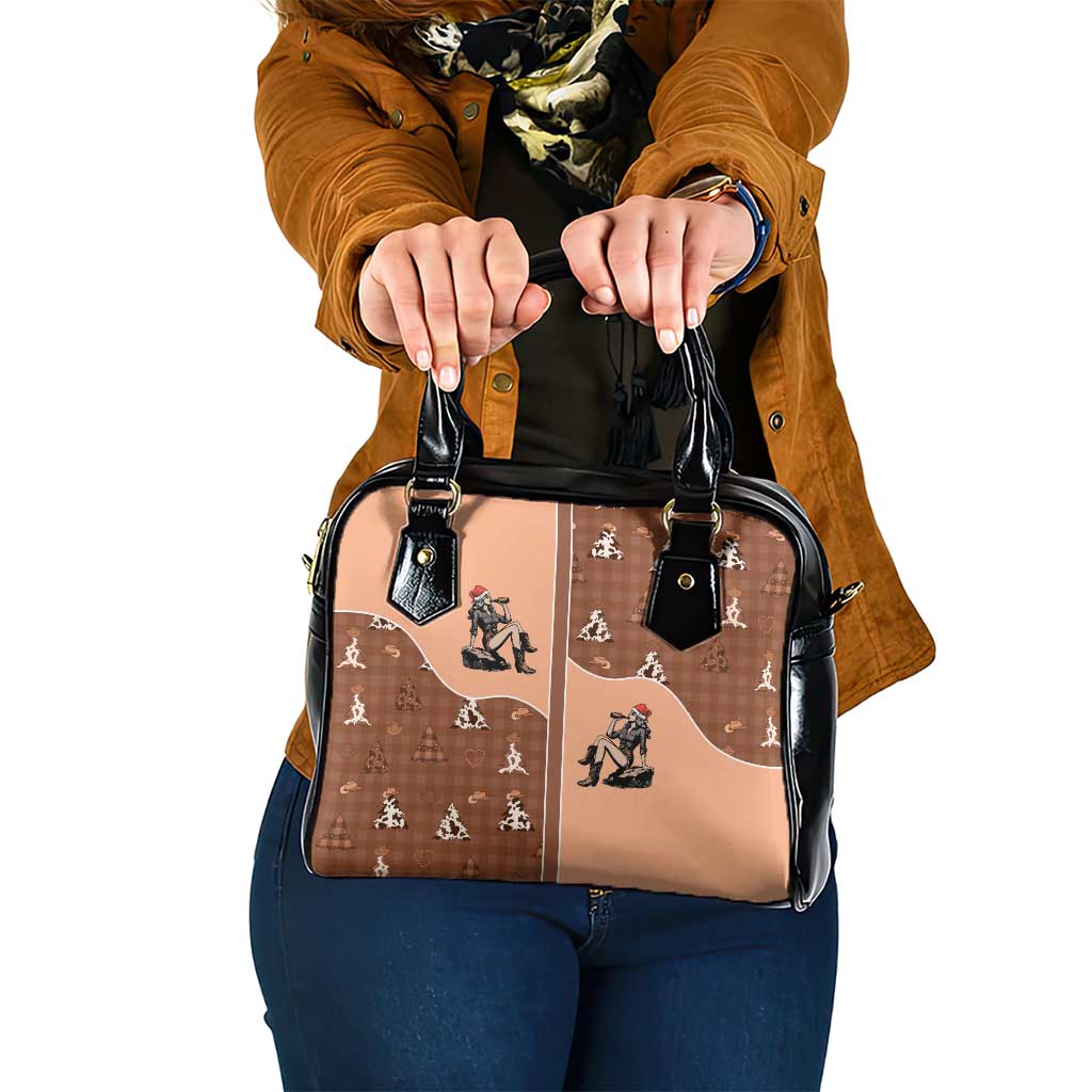Western Yoke Shoulder Handbag Cowgirl Drinking Wine Christmas - Wonder Print Shop
