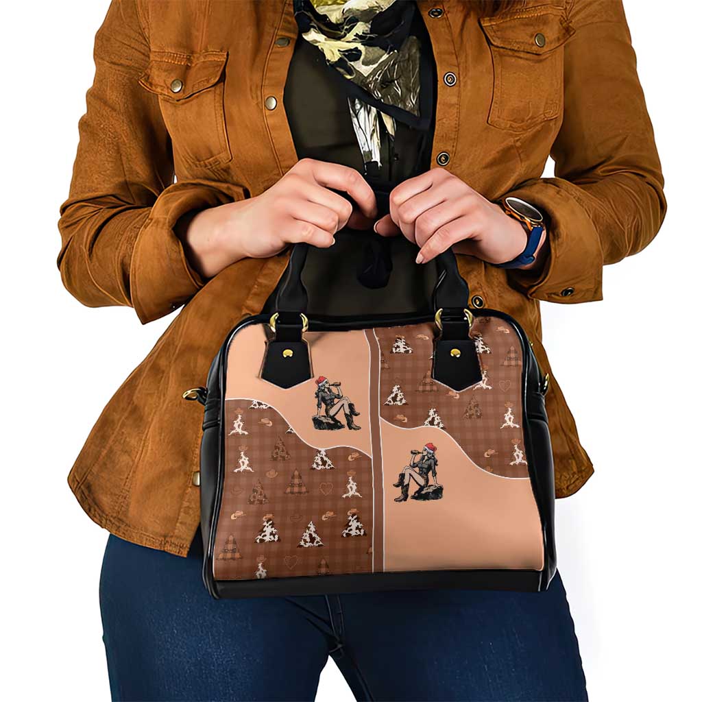 Western Yoke Shoulder Handbag Cowgirl Drinking Wine Christmas - Wonder Print Shop
