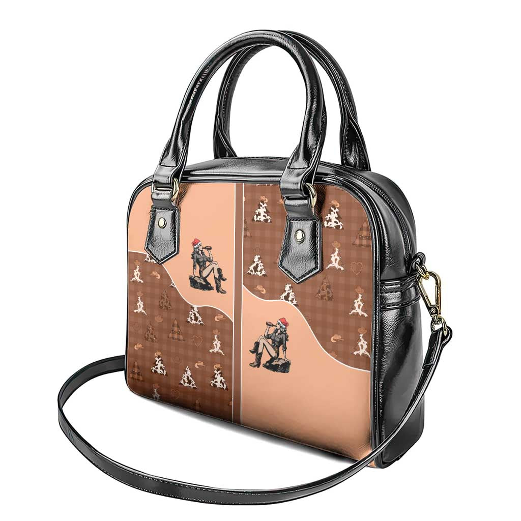 Western Yoke Shoulder Handbag Cowgirl Drinking Wine Christmas - Wonder Print Shop