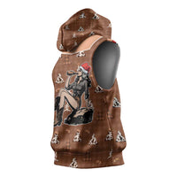 Western Yoke Sleeveless Hoodie Cowgirl Drinking Wine Christmas - Wonder Print Shop