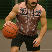 Western Yoke Sleeveless Zip Hoodie Cowgirl Drinking Wine Christmas - Wonder Print Shop