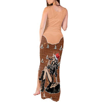 Western Yoke Tank Maxi Dress Cowgirl Drinking Wine Christmas - Wonder Print Shop