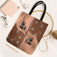 Western Yoke Tote Bag Cowgirl Drinking Wine Christmas - Wonder Print Shop