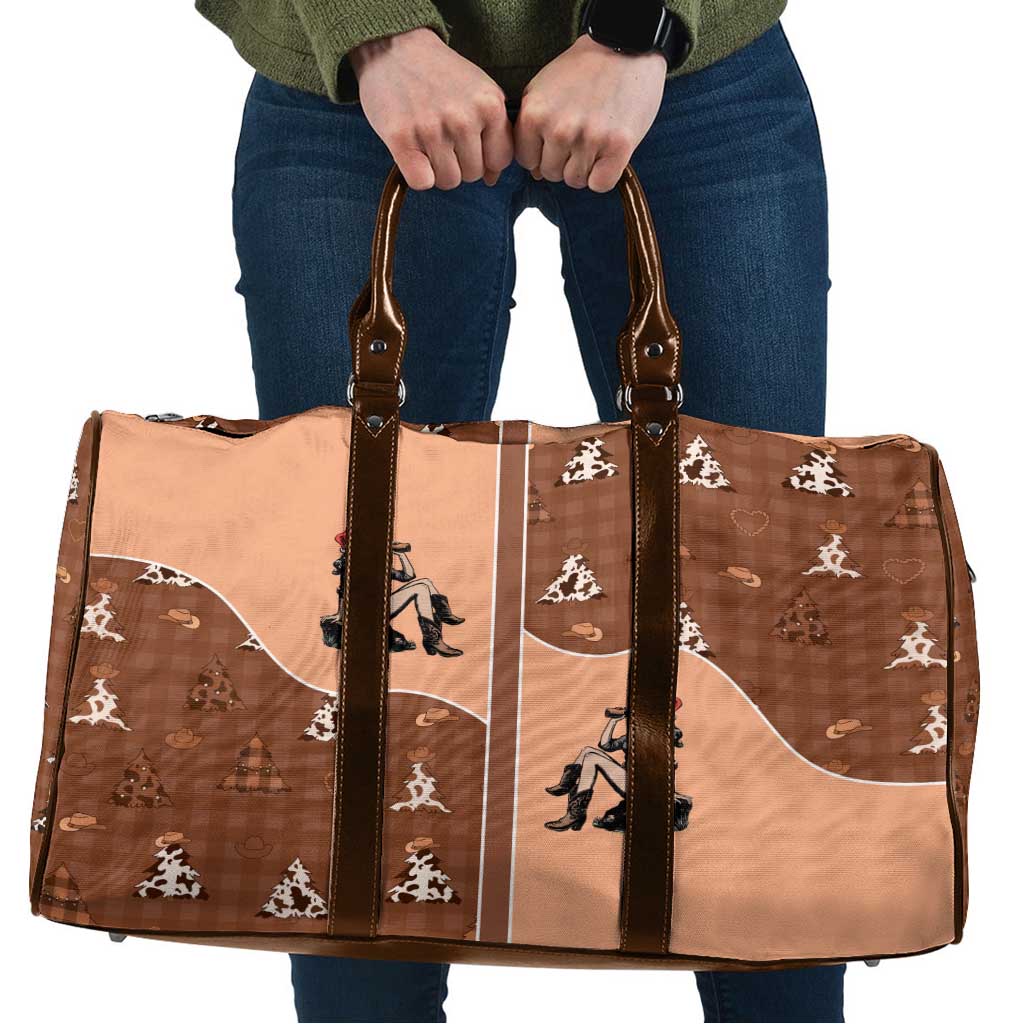Western Yoke Travel Bag Cowgirl Drinking Wine Christmas - Wonder Print Shop