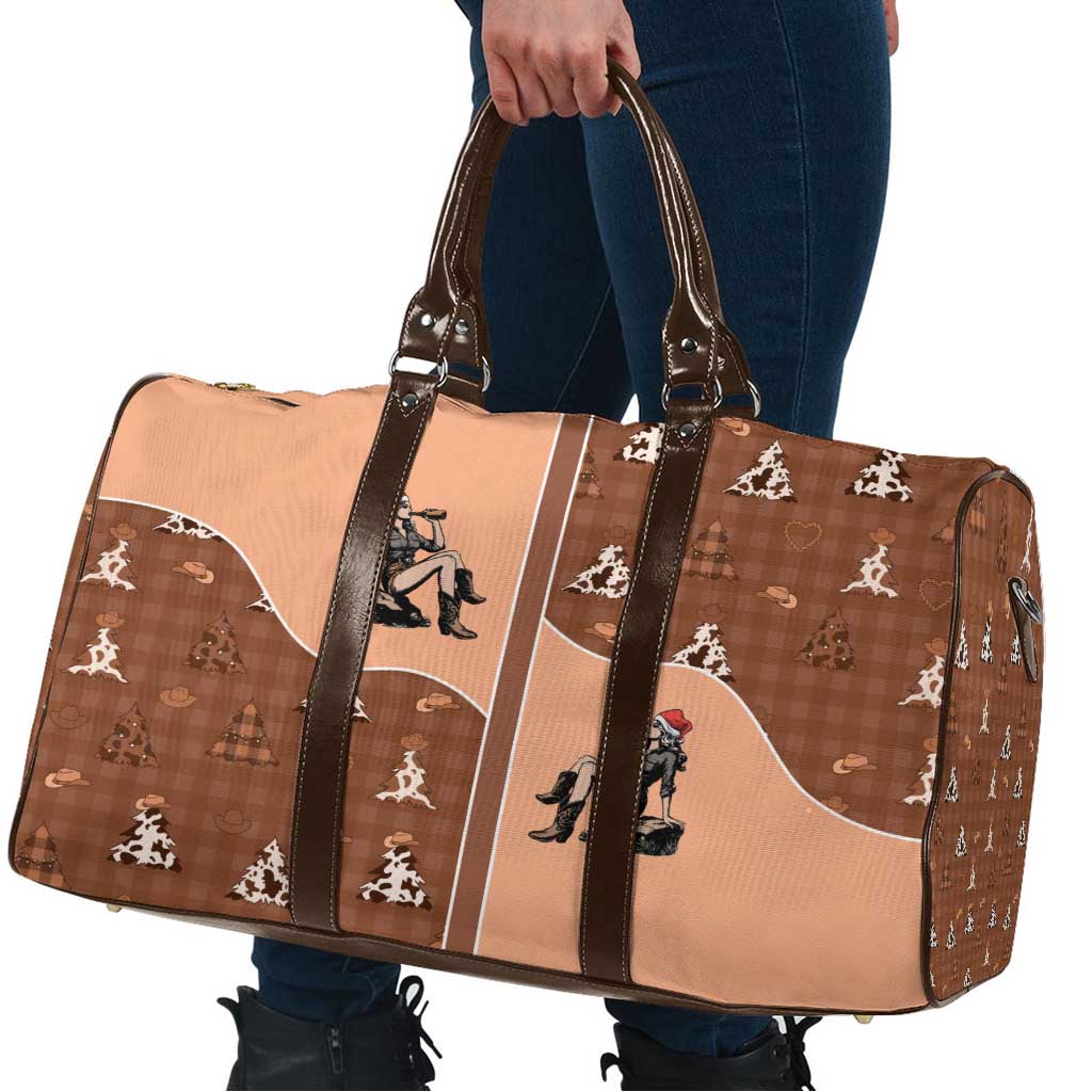 Western Yoke Travel Bag Cowgirl Drinking Wine Christmas - Wonder Print Shop