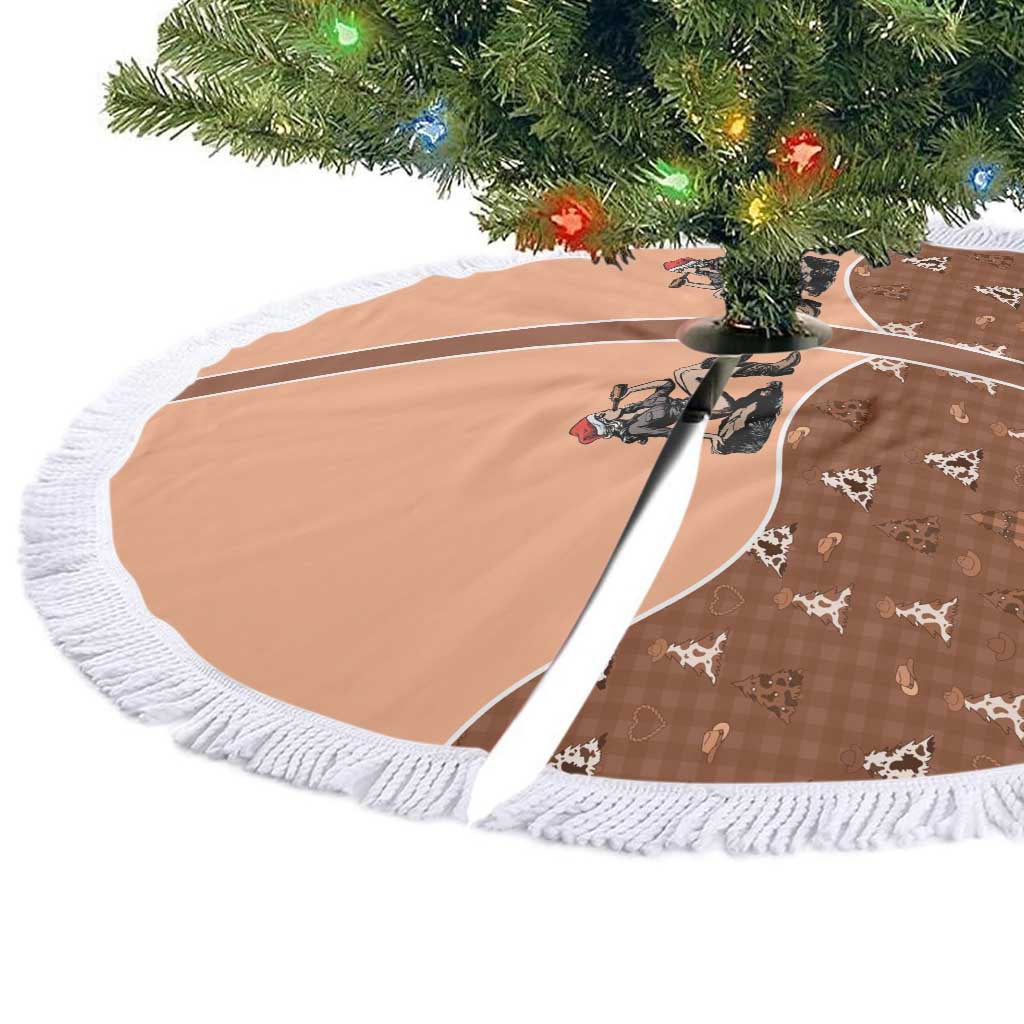 Western Yoke Tree Skirt Cowgirl Drinking Wine Christmas - Wonder Print Shop