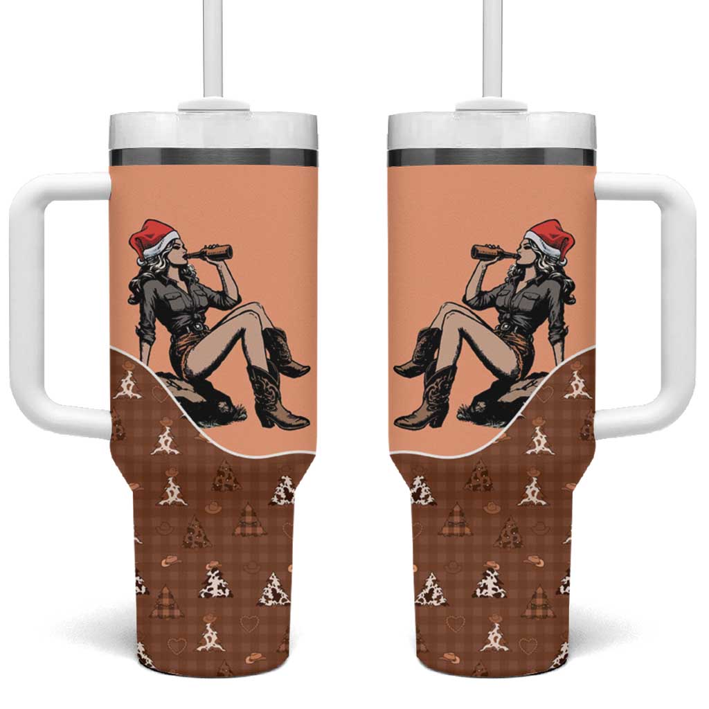 Western Yoke Tumbler With Handle Cowgirl Drinking Wine Christmas - Wonder Print Shop
