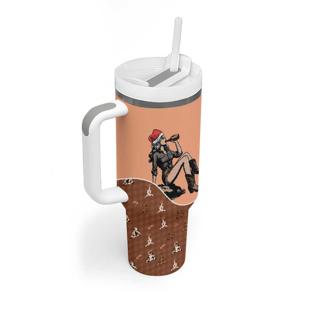 Western Yoke Tumbler With Handle Cowgirl Drinking Wine Christmas - Wonder Print Shop
