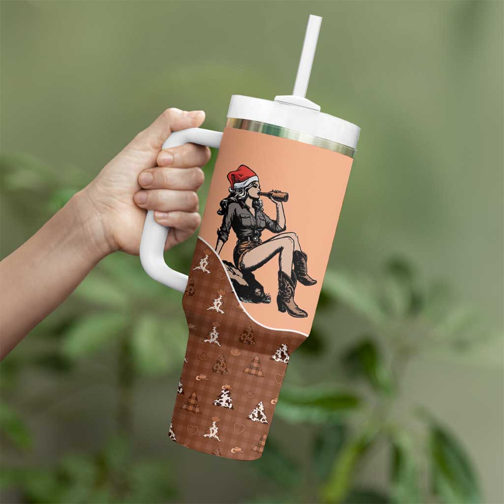 Western Yoke Tumbler With Handle Cowgirl Drinking Wine Christmas - Wonder Print Shop