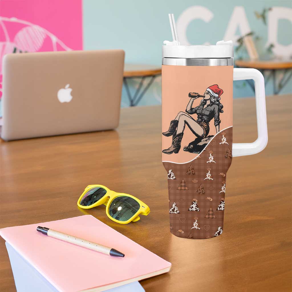 Western Yoke Tumbler With Handle Cowgirl Drinking Wine Christmas - Wonder Print Shop