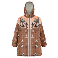 Western Yoke Wearable Blanket Hoodie Cowgirl Drinking Wine Christmas - Wonder Print Shop