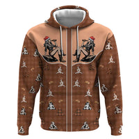 Western Yoke Zip Hoodie Cowgirl Drinking Wine Christmas - Wonder Print Shop