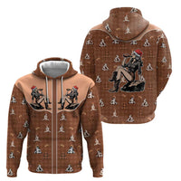 Western Yoke Zip Hoodie Cowgirl Drinking Wine Christmas - Wonder Print Shop