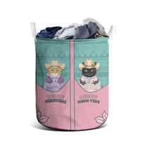Western Yoke Laundry Basket Meowdy Christmas And A Meow Year - Wonder Print Shop