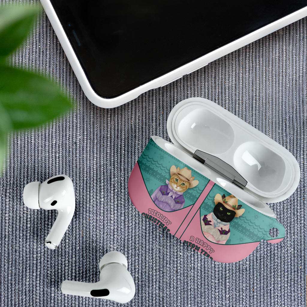Western Yoke AirPods Case Meowdy Christmas And A Meow Year - Wonder Print Shop