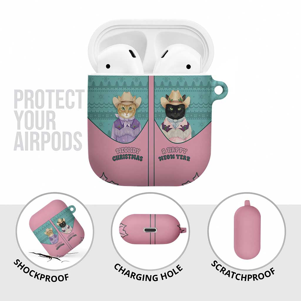 Western Yoke AirPods Case Meowdy Christmas And A Meow Year - Wonder Print Shop