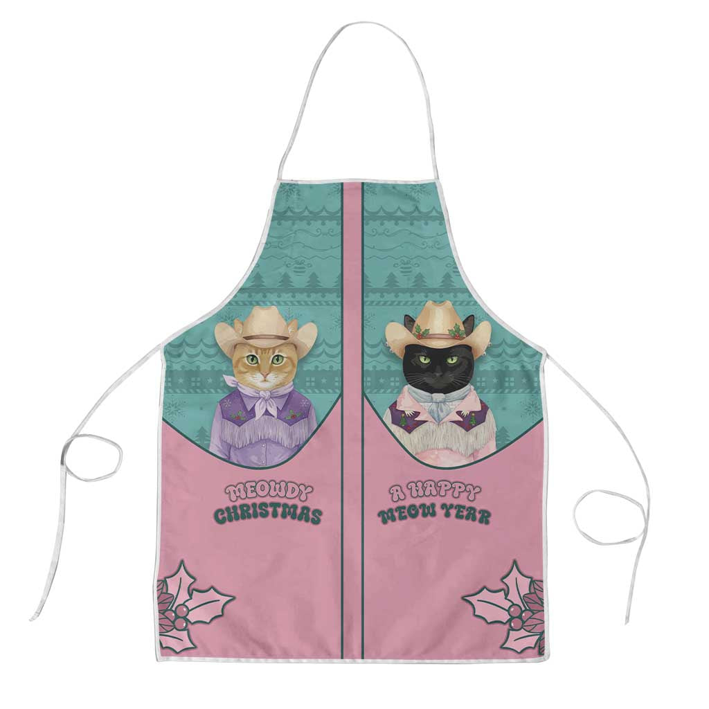 Western Yoke Apron Meowdy Christmas And A Meow Year - Wonder Print Shop