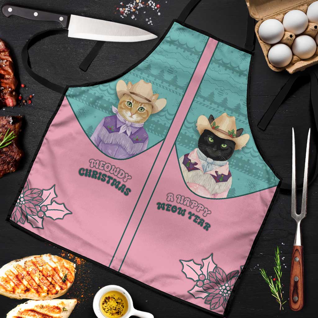 Western Yoke Apron Meowdy Christmas And A Meow Year - Wonder Print Shop