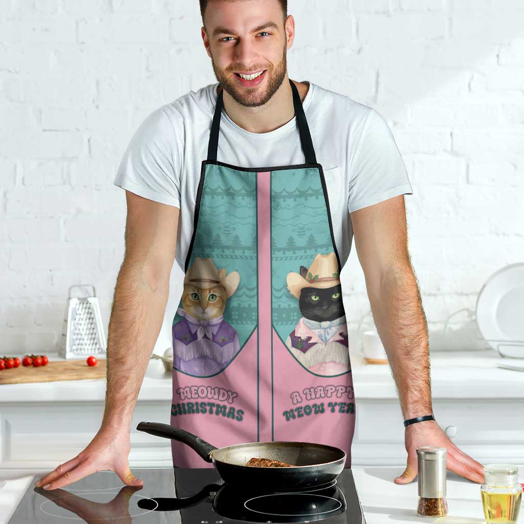 Western Yoke Apron Meowdy Christmas And A Meow Year - Wonder Print Shop