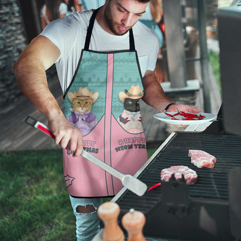 Western Yoke Apron Meowdy Christmas And A Meow Year - Wonder Print Shop
